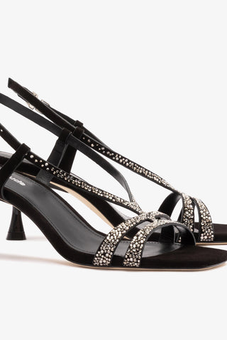 Daphne Crystal Sandal Black Leather Sandal Larroudé