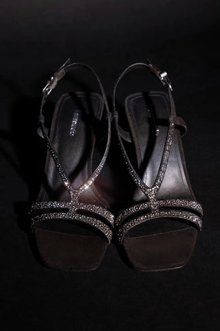 Daphne Crystal Sandal Black Leather Sandal Larroudé