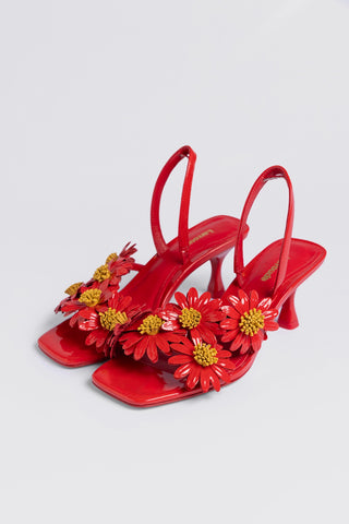 Fiore Sandal Scarlet Patent Leather Sandal Larroudé