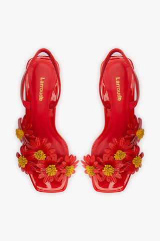 Fiore Sandal Scarlet Patent Leather Sandal Larroudé