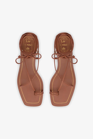 Portofino Flat Sandal In Caramel Leather