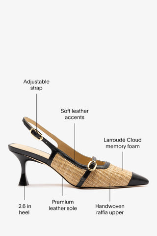 Ines Pump Natural Raffia and Black Leather Pump Larroudé