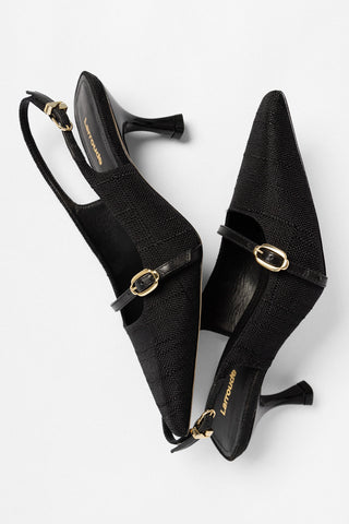 Ines Pump Black Raffia Pump Larroude