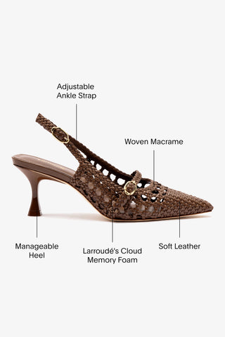 Ines Macrame Pump In Burnt Umber Leather