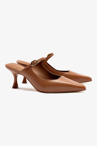 Ines Mule In Caramel Leather