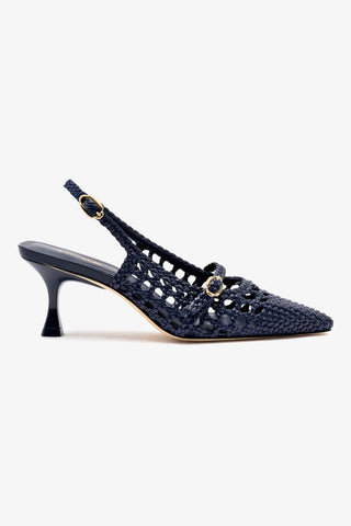 Ines Macrame Pump In Navy Leather