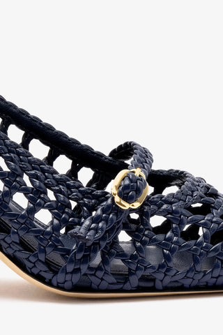 Ines Macrame Pump In Navy Leather