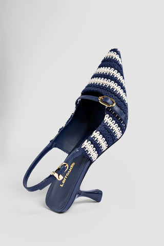 Ines Crochet Pump Striped Navy Pump Larroudé