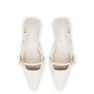 Prada Bright Ivory and Red Heel Leather Shoes