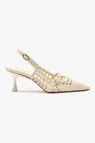 Ines Macrame Pump In Ivory Leather