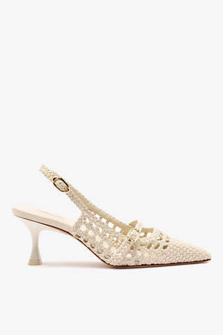 Ines Macrame Pump In Ivory Leather