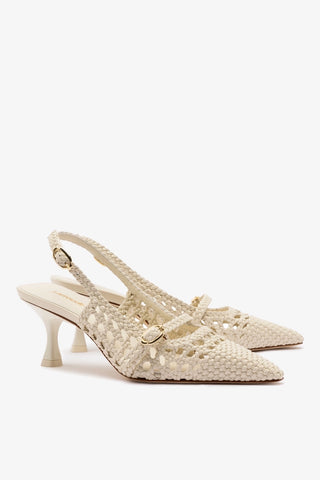 Ines Macrame Pump In Ivory Leather