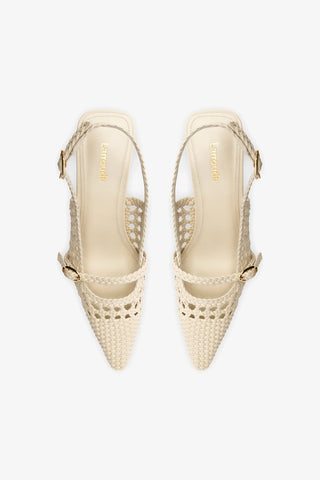 Ines Macrame Pump In Ivory Leather