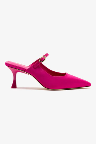 Ines Mule In Magenta Satin