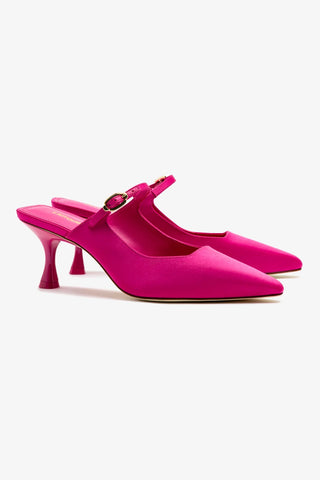 Ines Mule In Magenta Satin