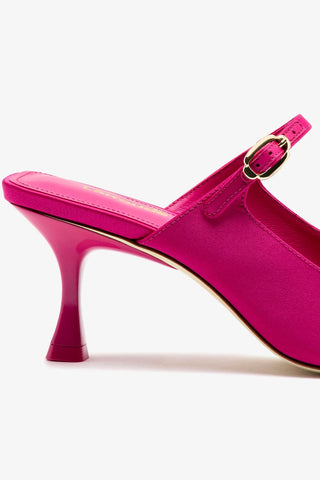 Ines Mule In Magenta Satin