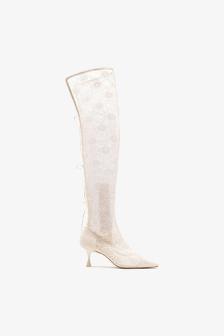 Larroudé x Markarian: Ines Lace-up Boot White Lace Boot Larroudé x Markarian