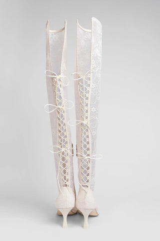 Larroudé x Markarian: Ines Lace-up Boot White Lace Boot Larroudé x Markarian