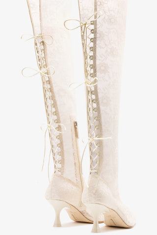 Larroudé x Markarian: Ines Lace-up Boot White Lace Boot Larroudé x Markarian