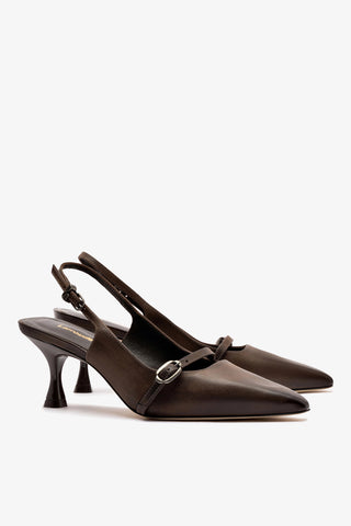 Ines Pump In Brown Shadow Leather