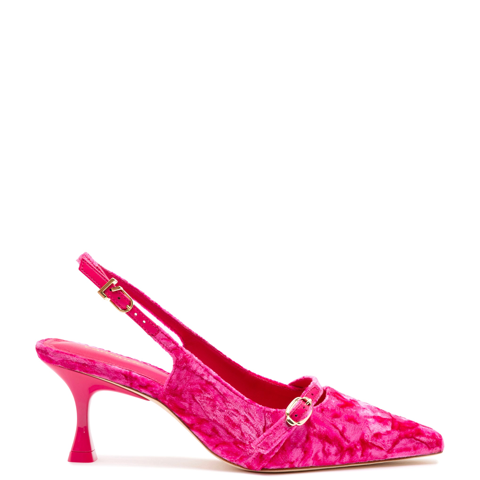 Zapatos de salón Inés en terciopelo rosa