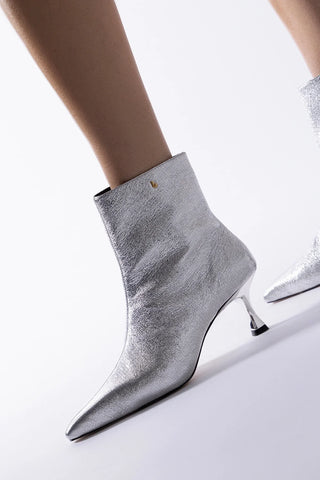 Ines Boot Silver Leather Boot Larroudé