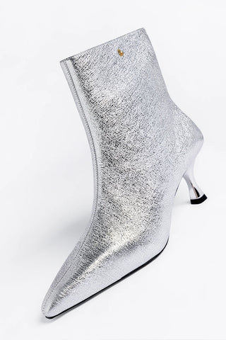 Ines Boot Silver Leather Boot Larroudé