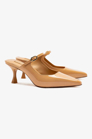 Ines Mule In Tan Patent Leather