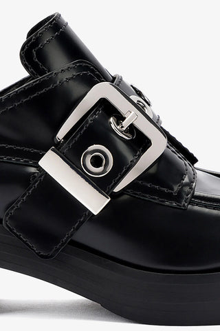 Stewart Flat Oxford In Black Leather