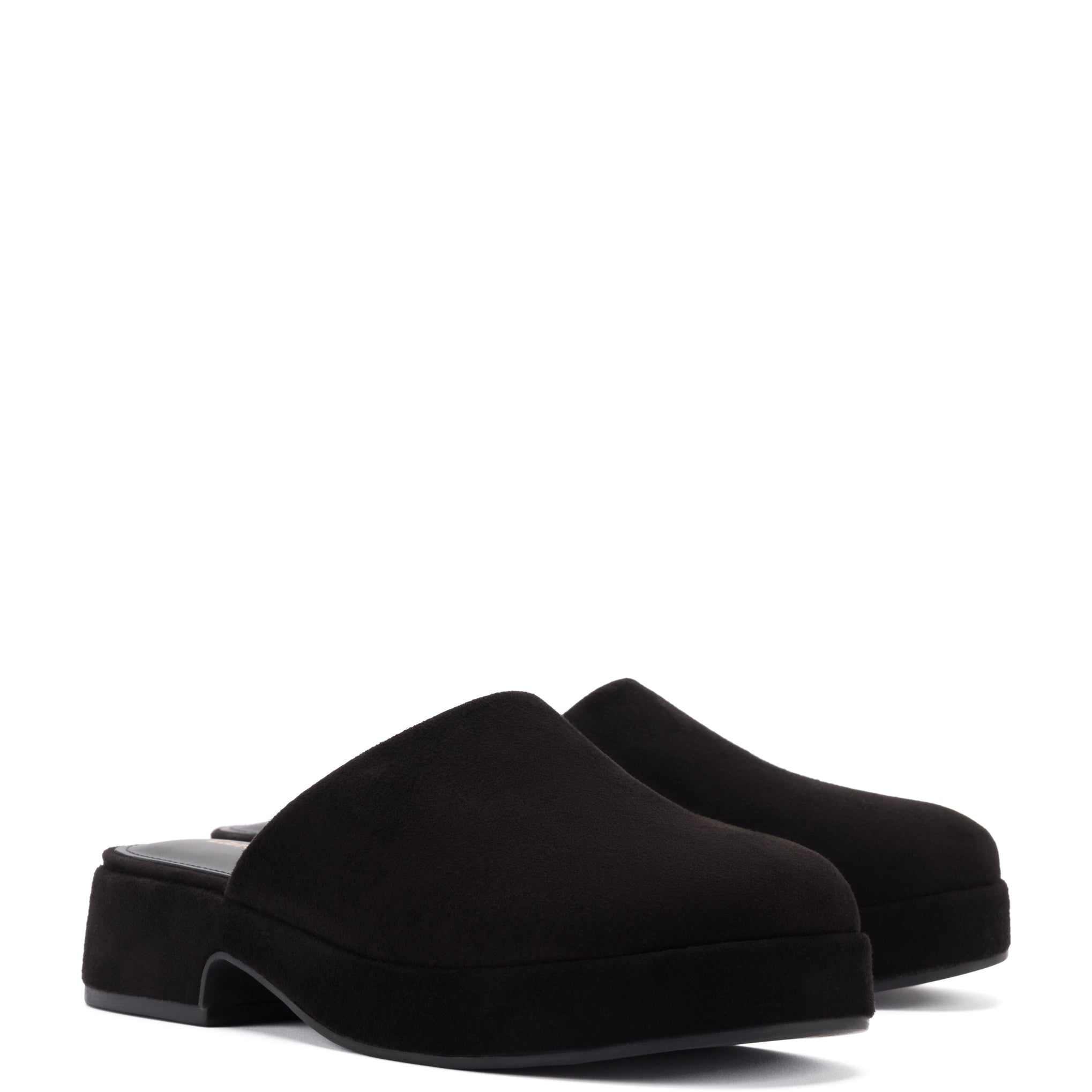 Black suede flatforms online