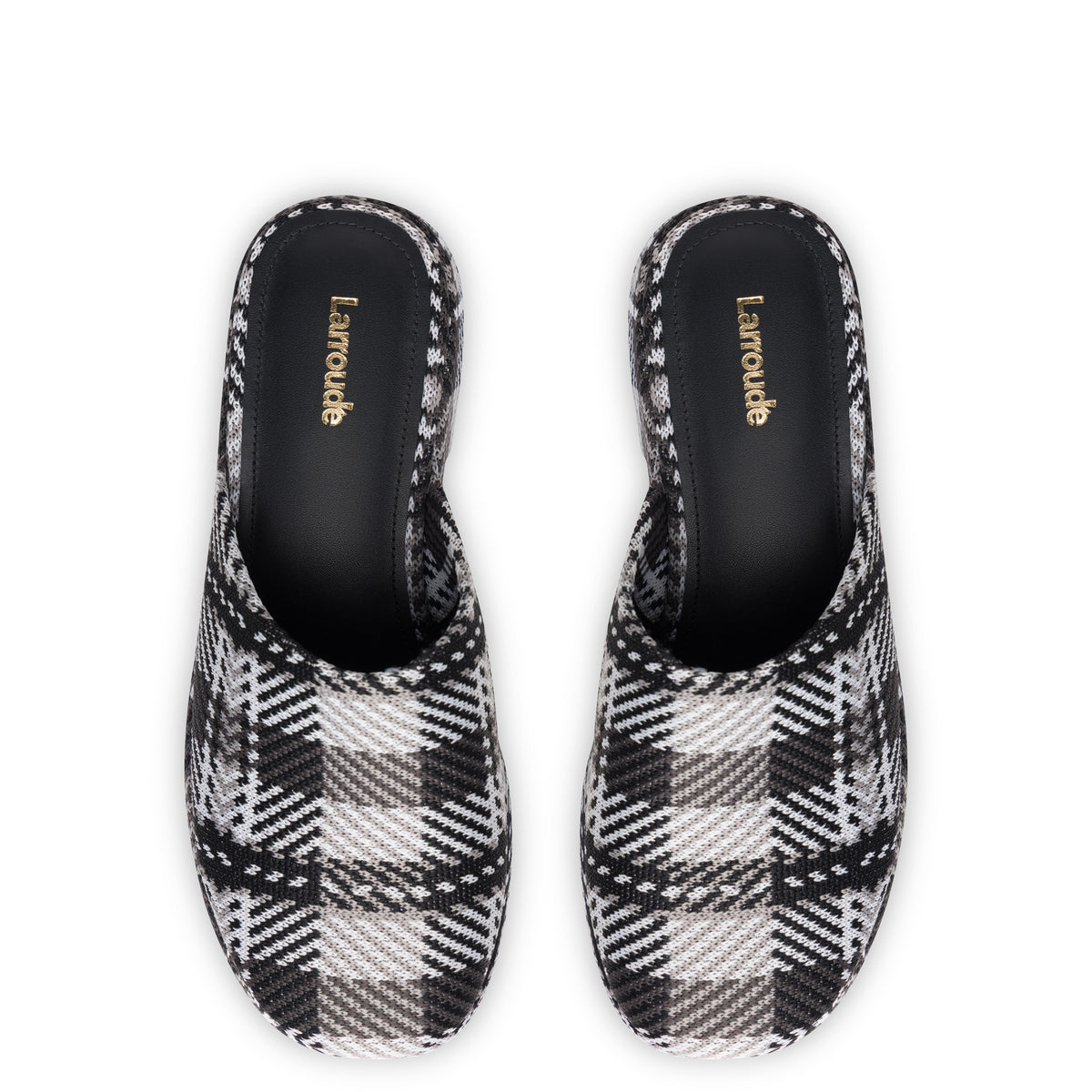 Miso Flatform Clog In Black and White Plaid Knit