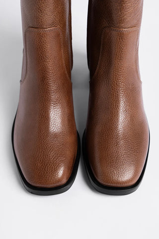 Mini Ricky Boot Burnt Umber Leather Boot Larroudé
