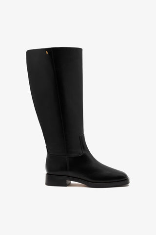 Anne Wide Black Leather Boot Larroudé
