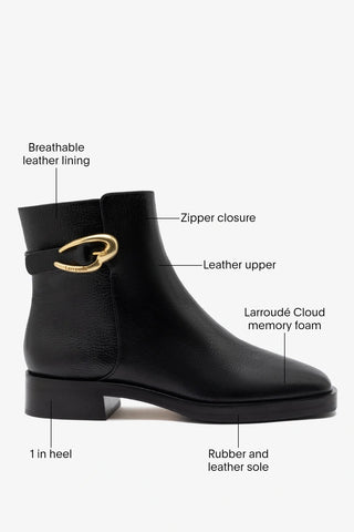 Anne Verona Low Boot Black Leather Boot Larroudé