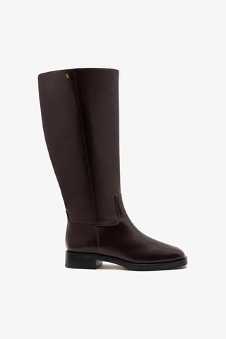 Anne Wide Brown Leather Boot Larroudé