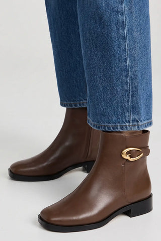 Anne Verona Low Boot Burnt Umber Leather Boot Larroudé