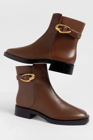 Anne Verona Low Boot Burnt Umber Leather Boot Larroudé