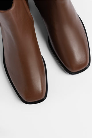 Anne Verona Low Boot Burnt Umber Leather Boot Larroudé
