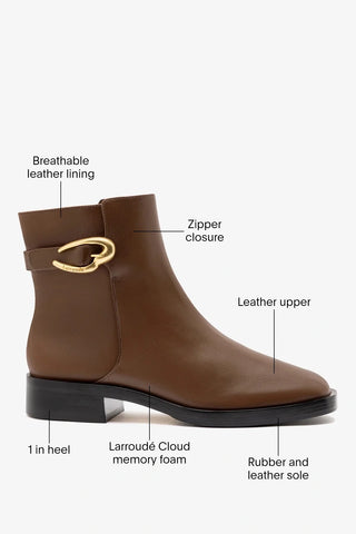 Anne Verona Low Boot Burnt Umber Leather Boot Larroudé