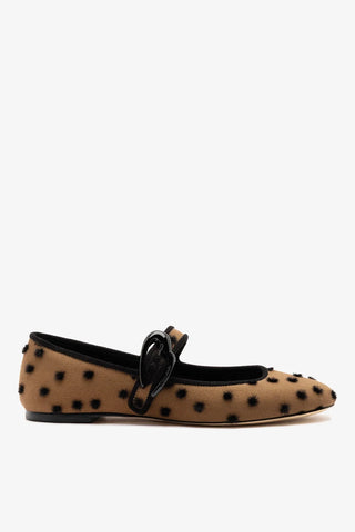 Verona Ballet Flat Cinnamon Polka Dots Fabric