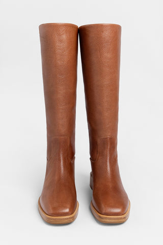 Anne Boot Caramel Leather Boot Larroudé