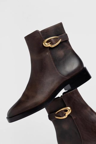 Anne Verona Low Boot Brown Leather Boot Larroudé