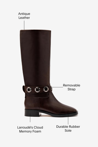 Milan Flat Boot In Brown Leather