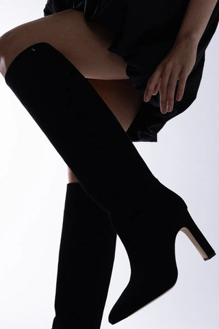 Cindy Hi Boot Black Suede Boot Larroudé