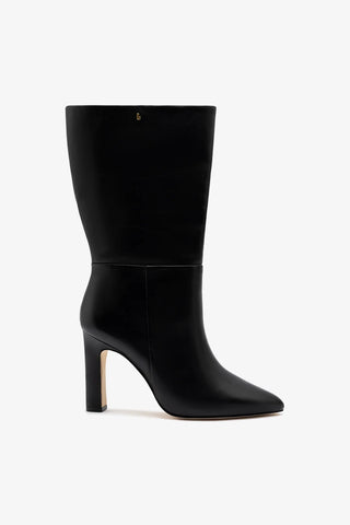 Cindy Wide Black Leather Boot Larroudé