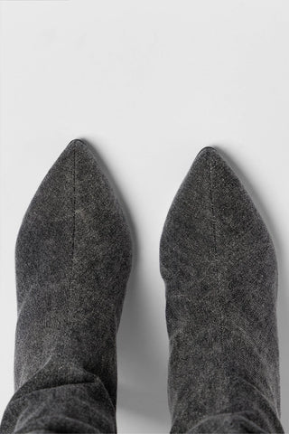 Cindy Slouch Boot Graphite Denim Boot Larroudé