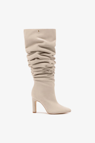 Cindy Slouch Boot Mushroom Gray Suede Boot Larroudé