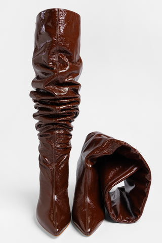 Cindy Slouch Boot Oak Patent Leather Boot Larroudé