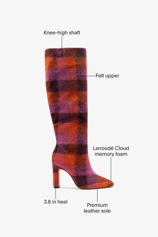 Cindy Hi Boot Plum Printed Felt Boot Larroudé