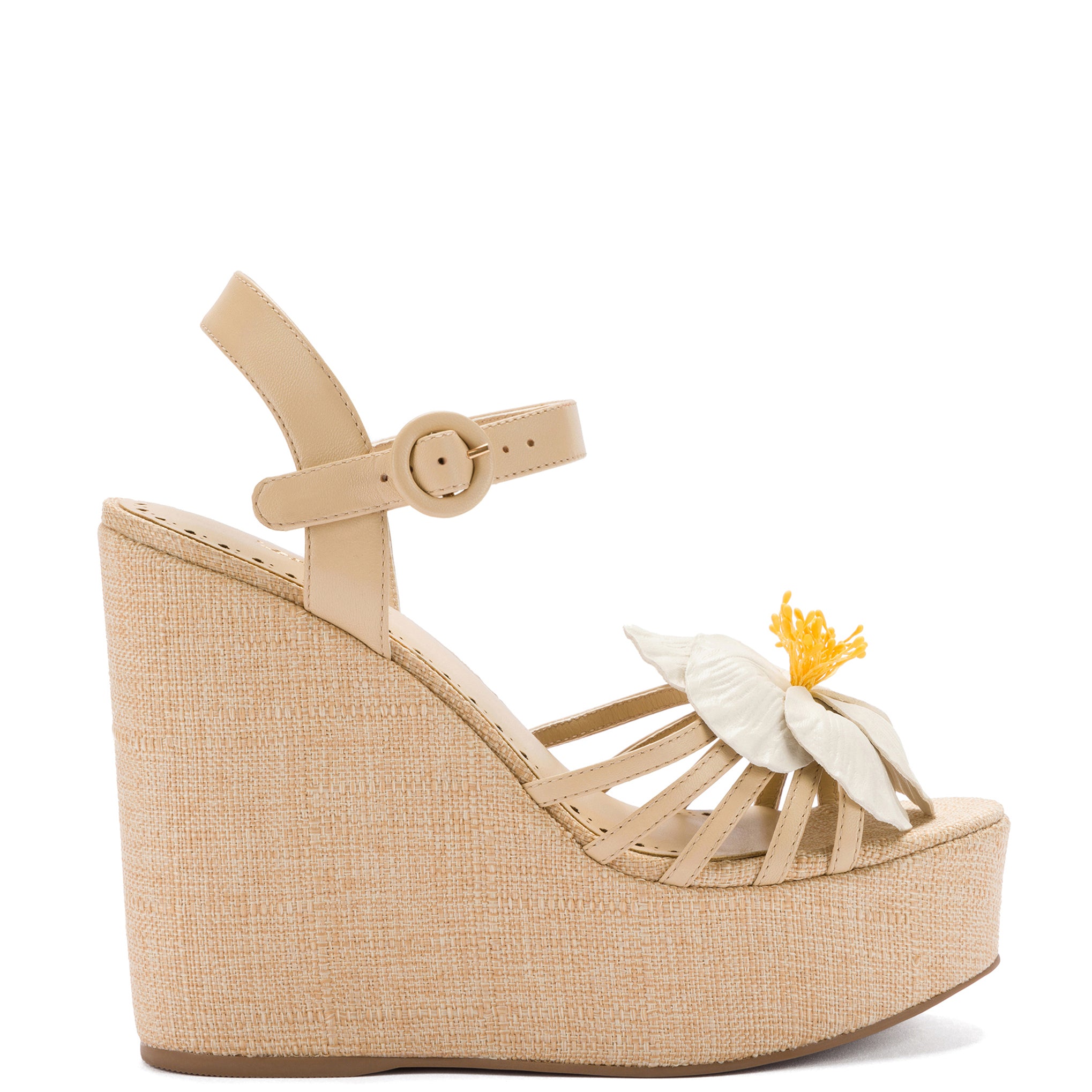 Magnolia Wedge In Ivory Leather